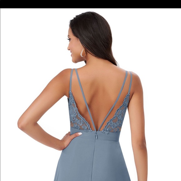 Azazie Thana Dusty Blue Bridesmaids Dress Size 6 - Picture 2 of 6